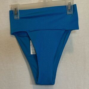 AA-409 Aerie NWT High Cut Cheeky Blue Lined Summer Swim Bikini Bottoms Size XS